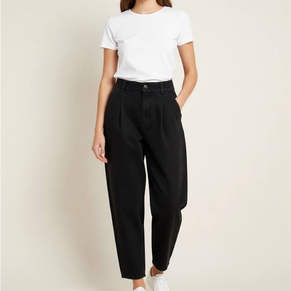Poetry Black Textured Fabric Balloon Pants